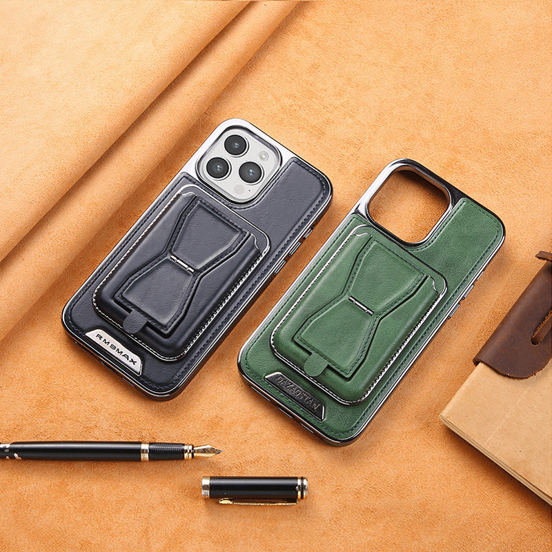 Magnetic Leather iPhone Case with Card Holder