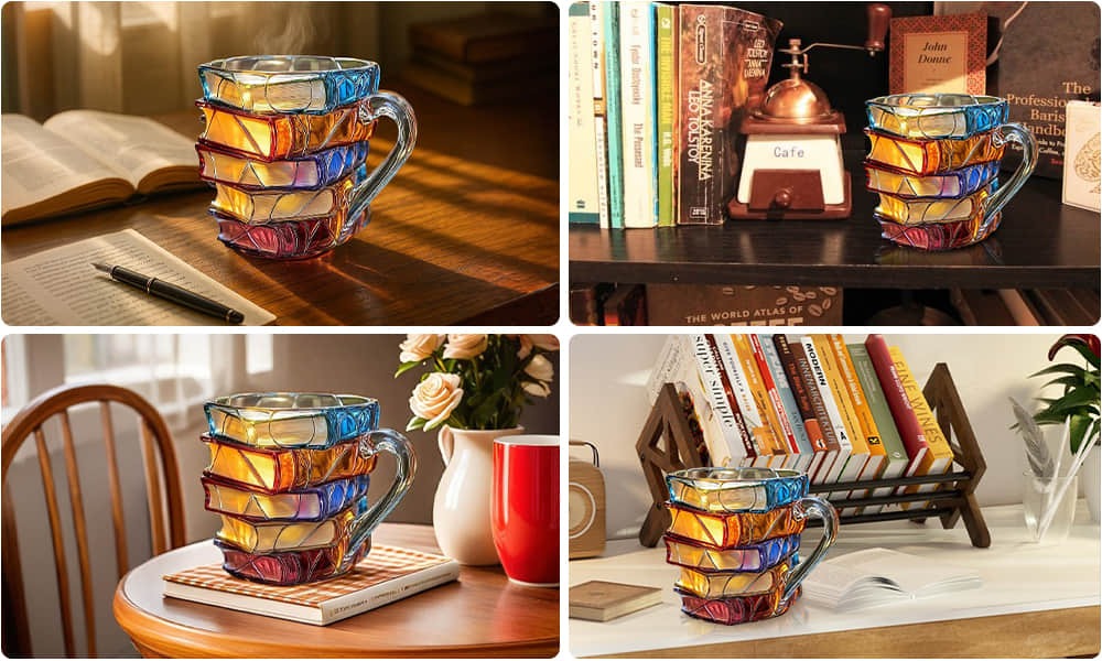 Hand-Painted Book Lover Mug