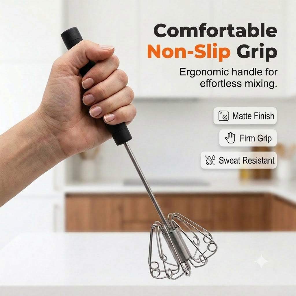 Handy Kitchen Tool: Stainless Steel Whisk with Non-Slip Handle
