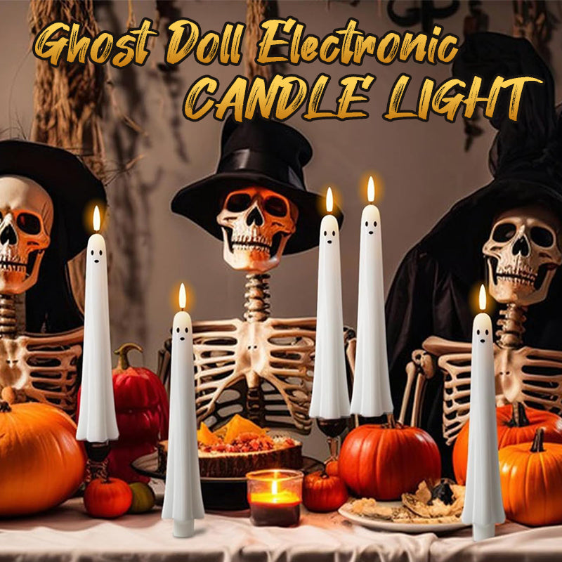 🎃👻 Remote-Controlled Ghost LED Candles with 3D Flickering Wick 🕯️💡 1 Set (2 Pcs)