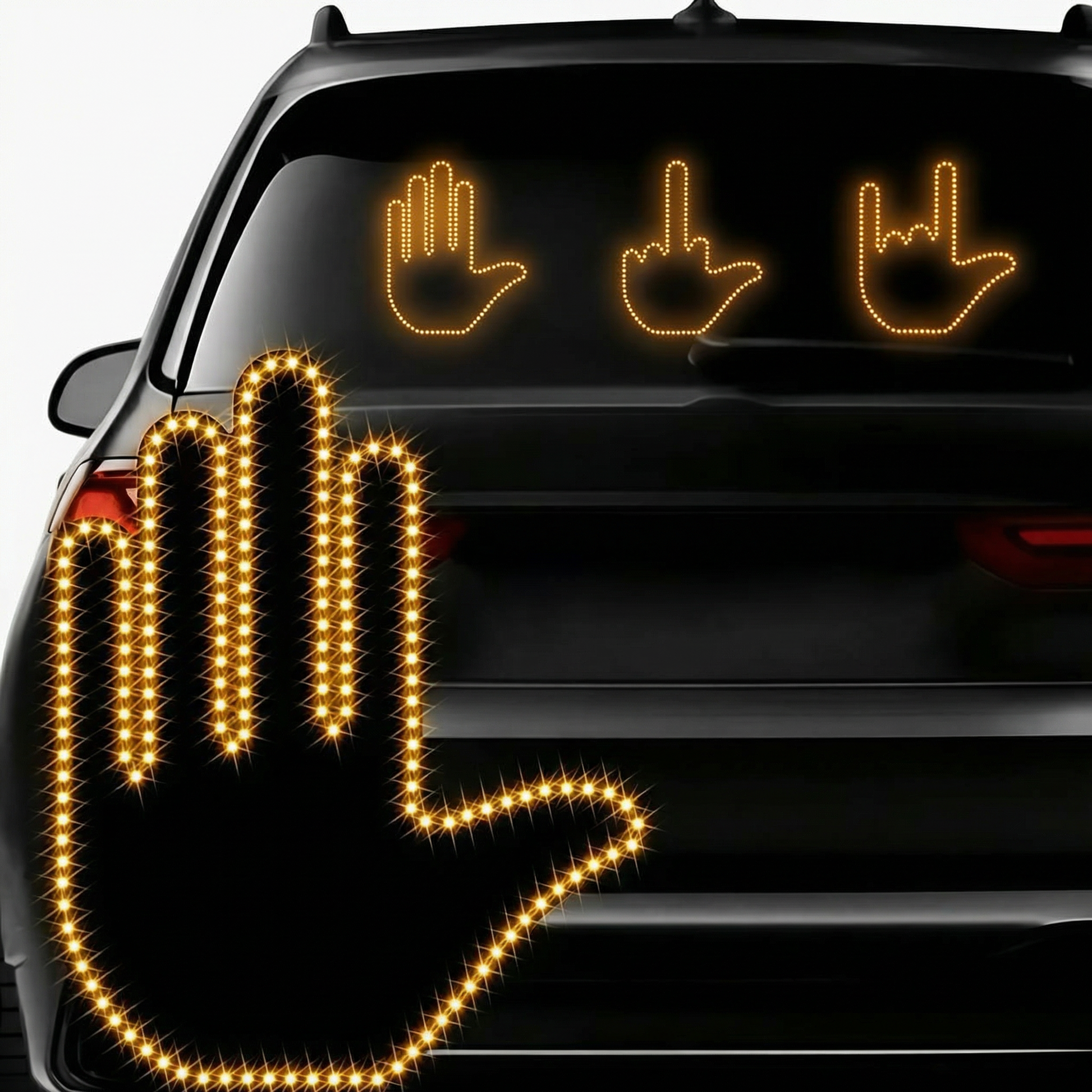 Illuminated hand-shaped car lights