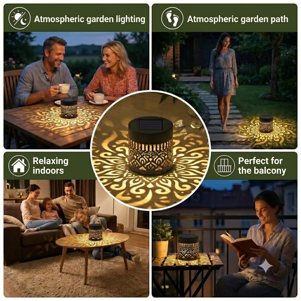 Colorful Solar Mandala Garden Light – Waterproof LED Wall Lamp with Projection Effect for Outdoors