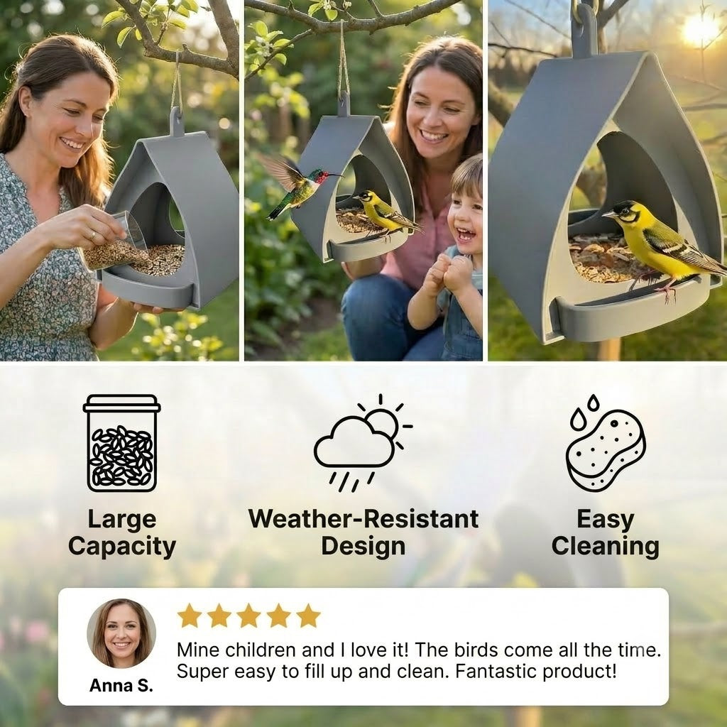 Hanging Bird Feeder – Large Capacity, Ideal for Garden and Balcony