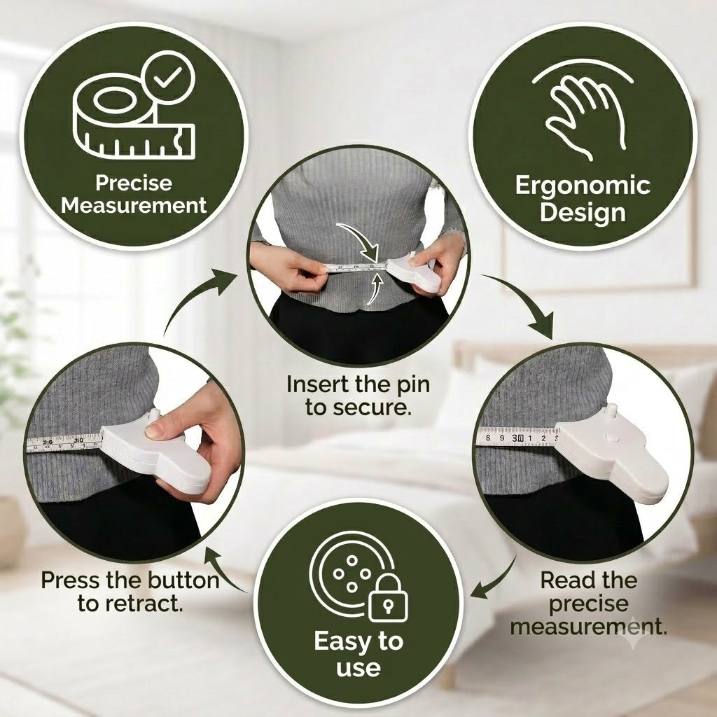 Automatic Retractable 3D Body Measuring Tape – For Precise Measurement of Waist, Hips, Bust, and Arms