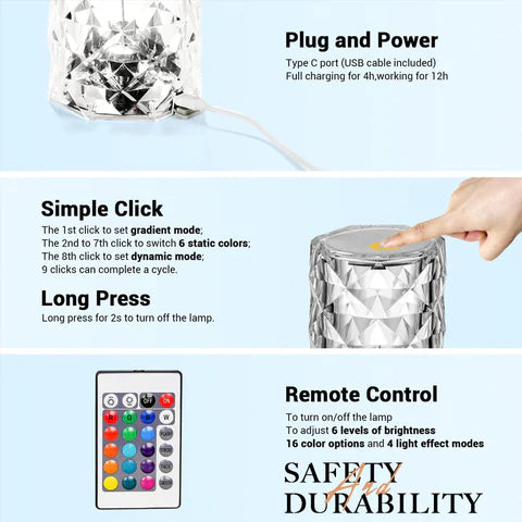 Romantic Color-Changing Crystal Rose Light