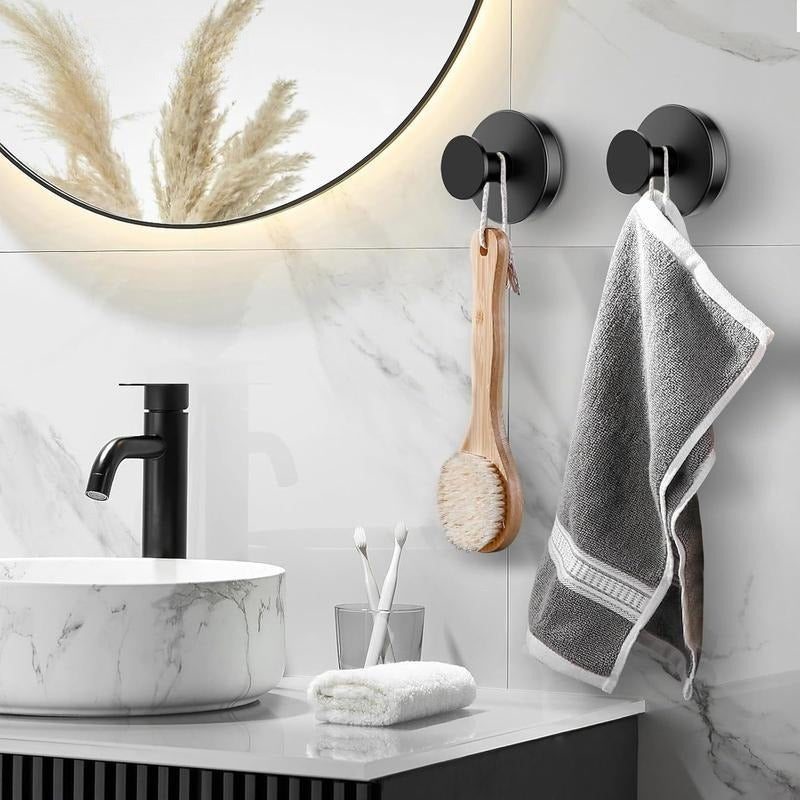 Modern Bathroom Towel Hooks – TwistLock Suction Cup System – Removable & Reusable – No Damage