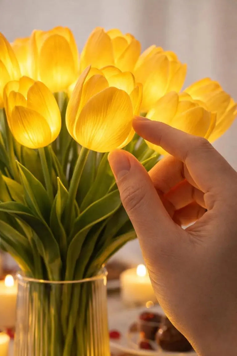 Romantic LED Tulip Lamp - Ambient Night Light - Artificial Flowers with Light - Decoration