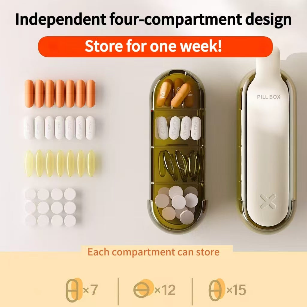 Union Tablet Box 2-in-1 Portable Pill Crusher & Layered Pill Box