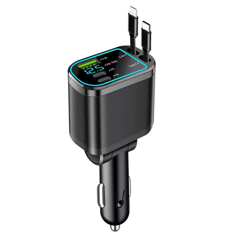 5-in-1 Car Charger for Front & Back Seat - With Extension Cord