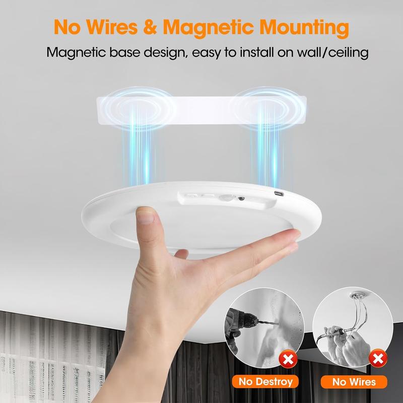 Rechargeable Ceiling Light with Motion Sensor - Wireless - Remote Control Included