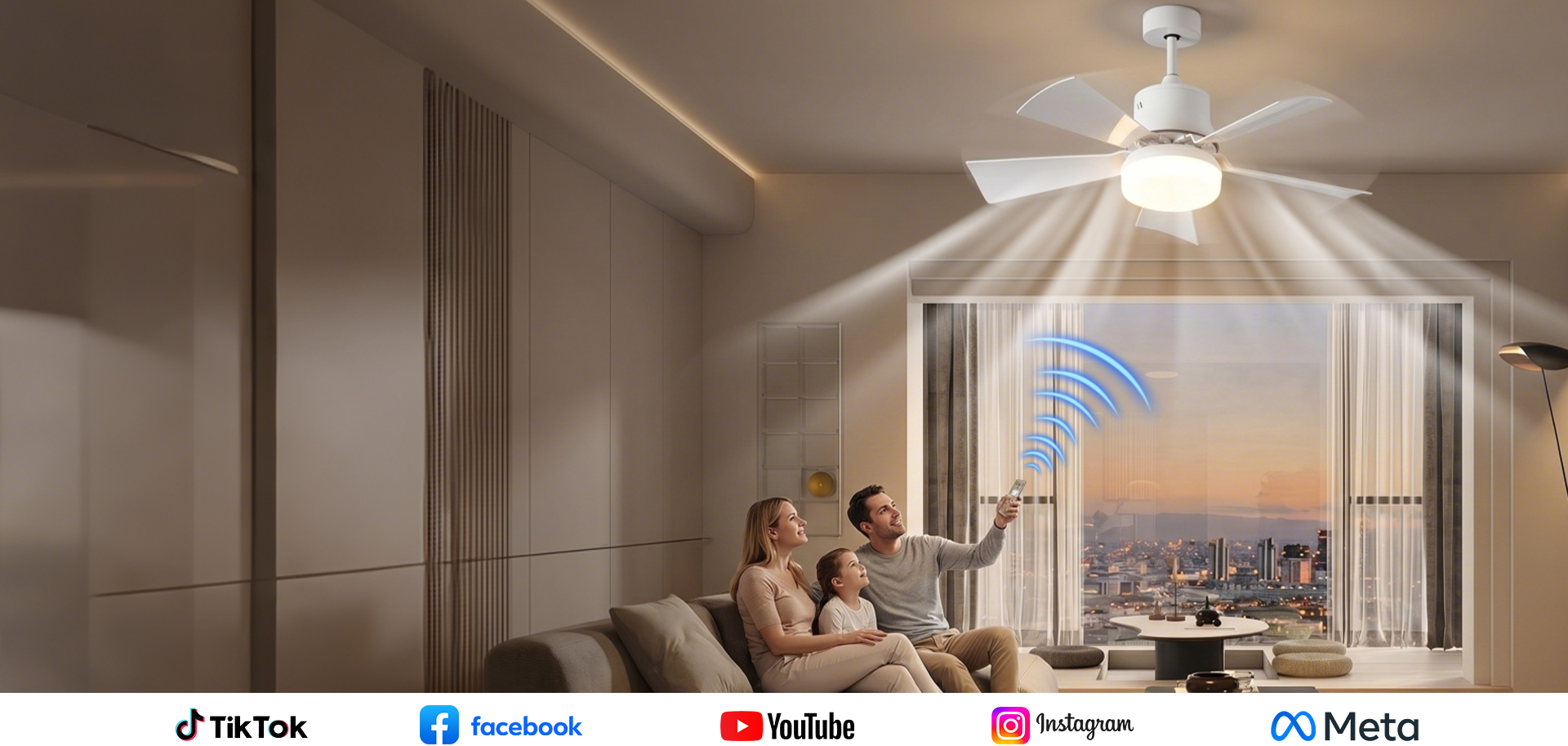 2-in-1 Ceiling Fan with LED Lighting - Remote Control Included