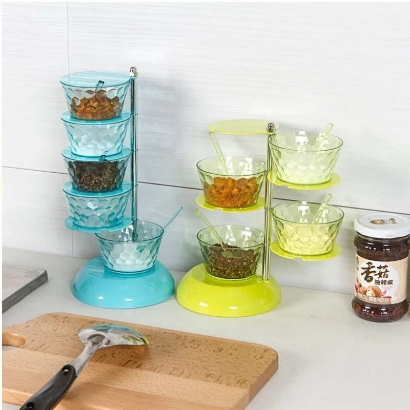 360° Rotating Spice Jar Set – Compact Spice Organizer for Kitchen Countertop – Spoons Included