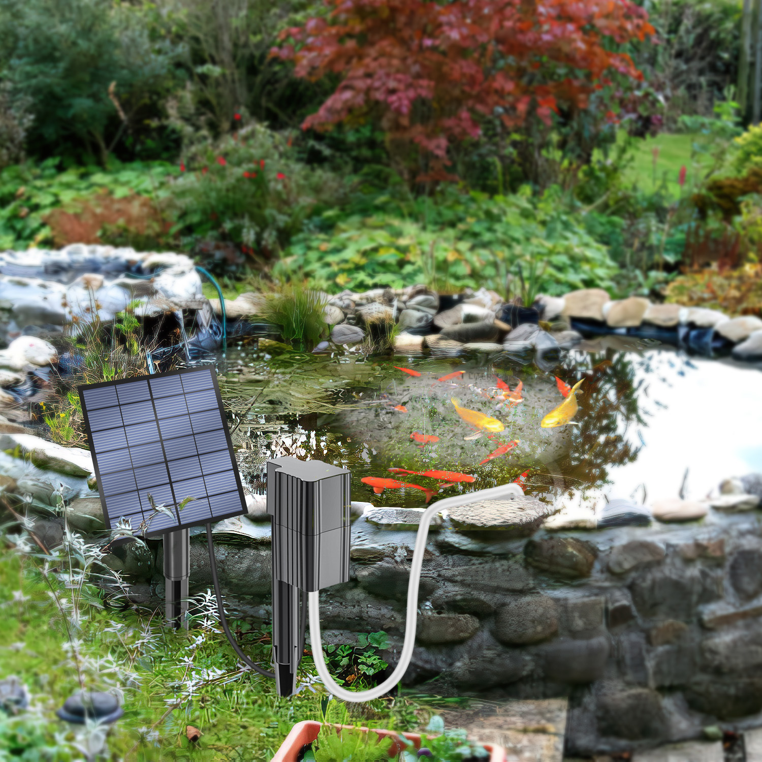 Solar Ground Stake Oxygen Pump / Solar-Powered Pond Aerator