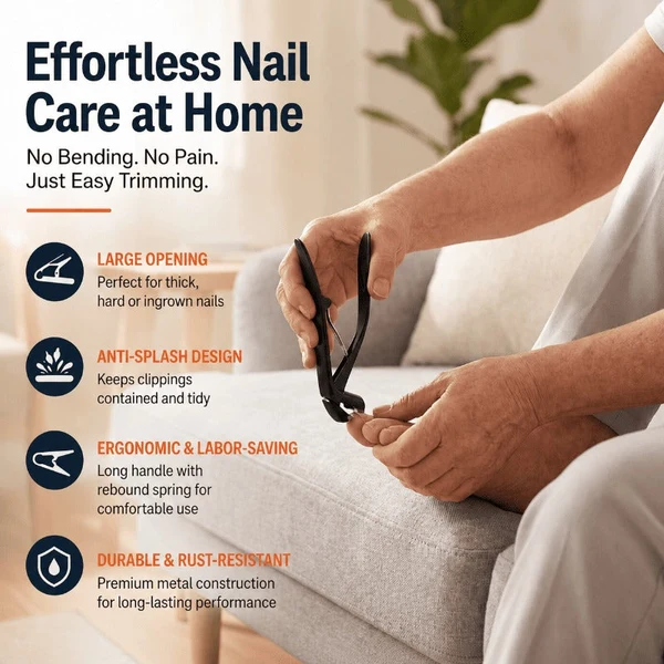 Stainless Steel Nail Clippers with Wide Jaw Opening – Easy and Precise Toenail Trimming