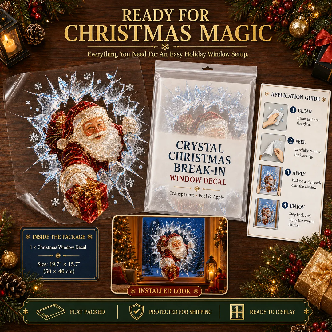 3D Christmas Broken Glass Effect Window Sticker