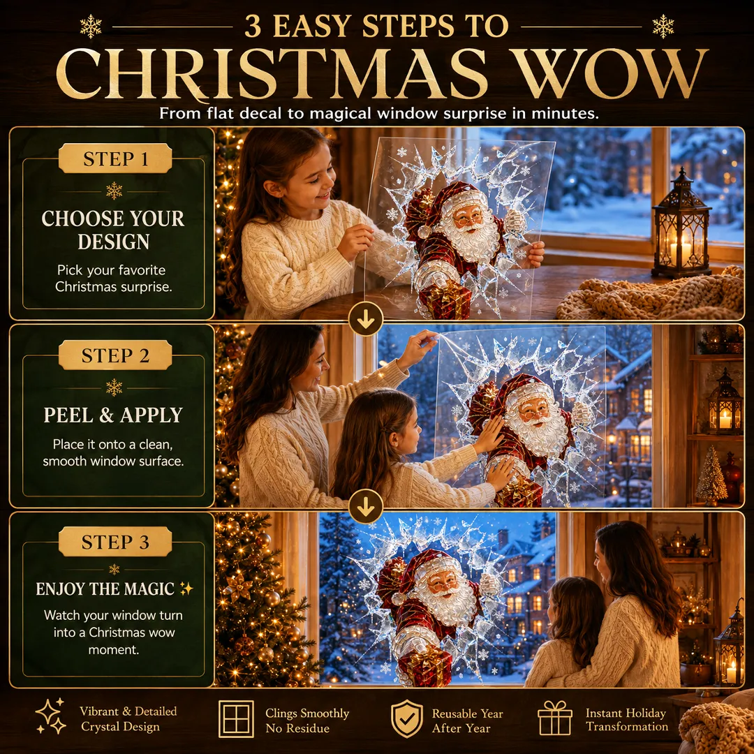 3D Christmas Broken Glass Effect Window Sticker