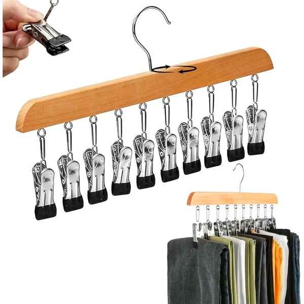 Clothes Hanger with 10 Pegs – Space-Saving Drying Hanger for Socks and Underwear