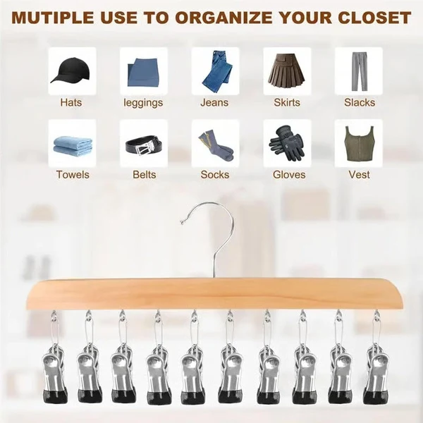 Clothes Hanger with 10 Pegs – Space-Saving Drying Hanger for Socks and Underwear
