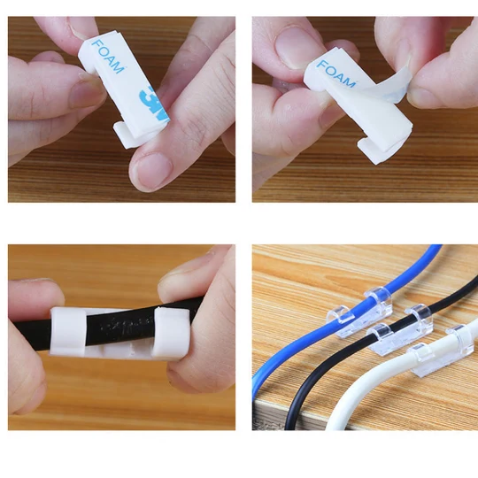 Self-Adhesive Cable Clips – Easy and Practical Cord Organizer for Desk and Home