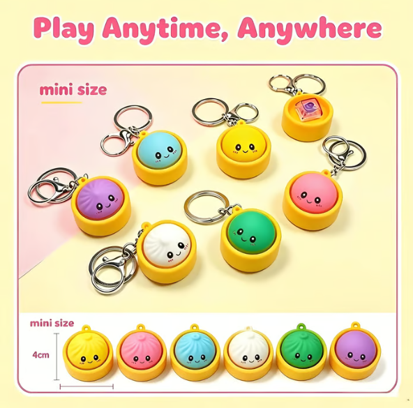 Cute and fun glowing baozi keychain with steamer