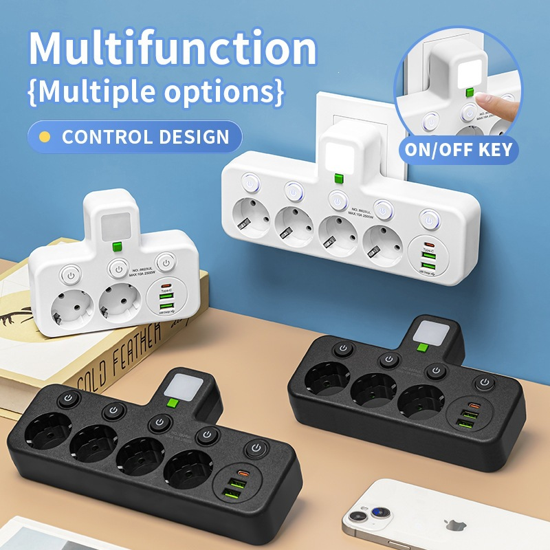 Multi-port EU plug adapter