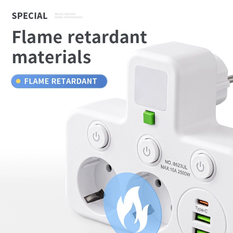 Multi-port EU plug adapter