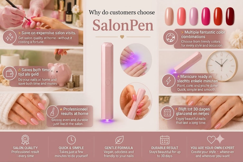 SalonPen – 3-in-1 Nail Polish Pen (with UV Light) – Set of 6