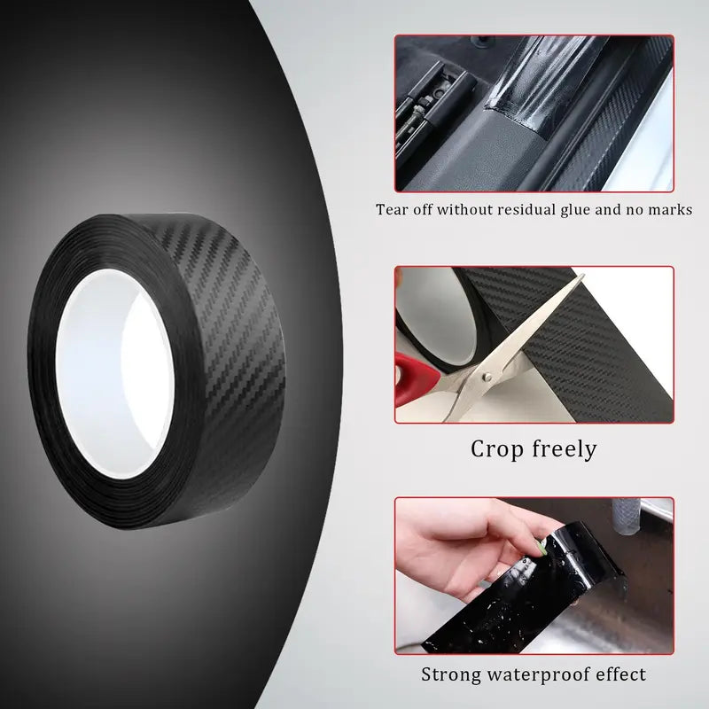 Car Door Protector Film – Scratch-Resistant & Anti-Collision 3D Carbon Fiber Vinyl Wrap with Self-Adhesive Backing