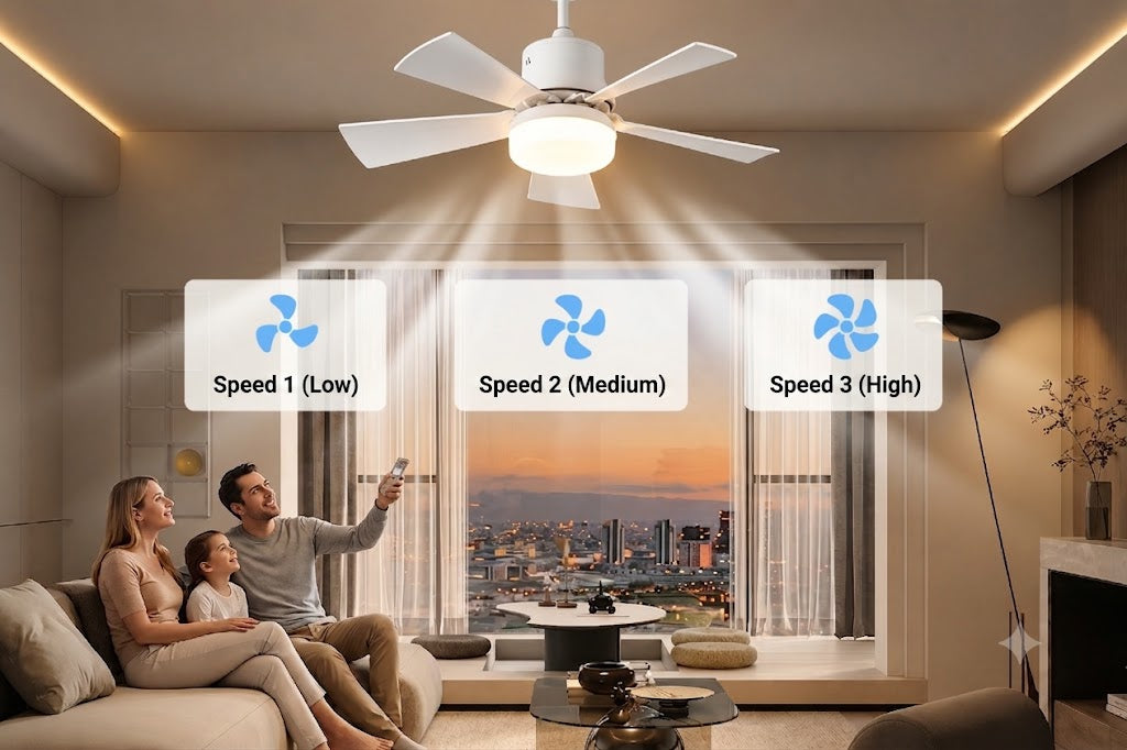 2-in-1 Ceiling Fan with LED Lighting - Remote Control Included