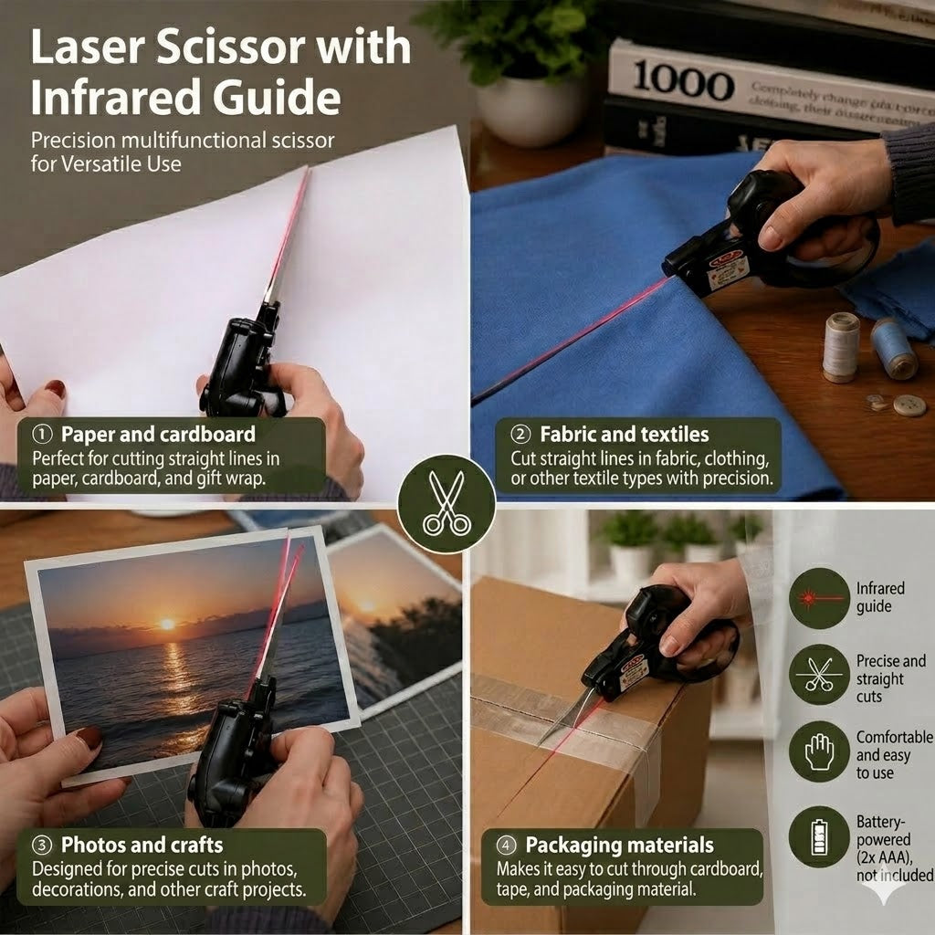 Infrared Guided Scissors – Precise Alignment for Sewing and Crafting