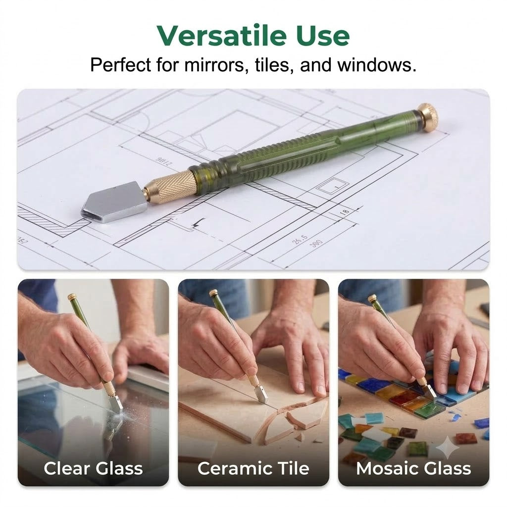 Professional Diamond Glass Cutter – Hardened Alloy Cutting Wheel