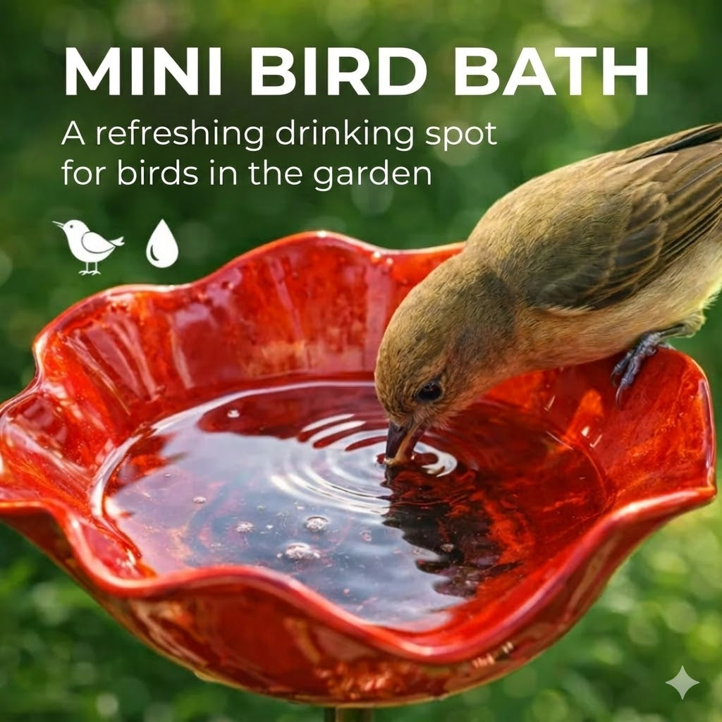 Handmade Bird Bath in Flower Seed Shape – Unique Garden Decoration and Bird Drinking Bowl