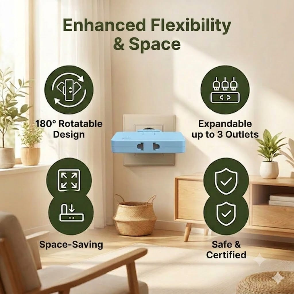 🔌 Rotatable Power Strip – The Practical Solution for Tight Spaces