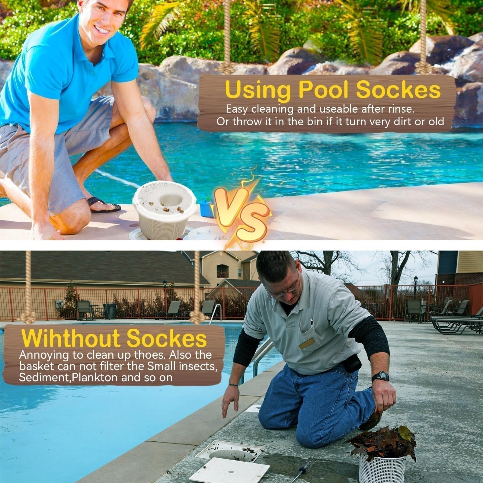 💥 🔥 Limited Time Offer: Buy 2 Get 1 Free! ✨ Pool Skimmer Basket Cleaning Set – Easy and Efficient Skimmer Cleaning (1 Set of 10 Pcs)