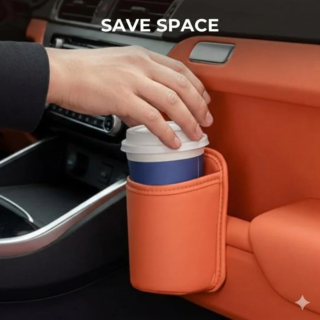 2-in-1 Leather Car Cup Holder