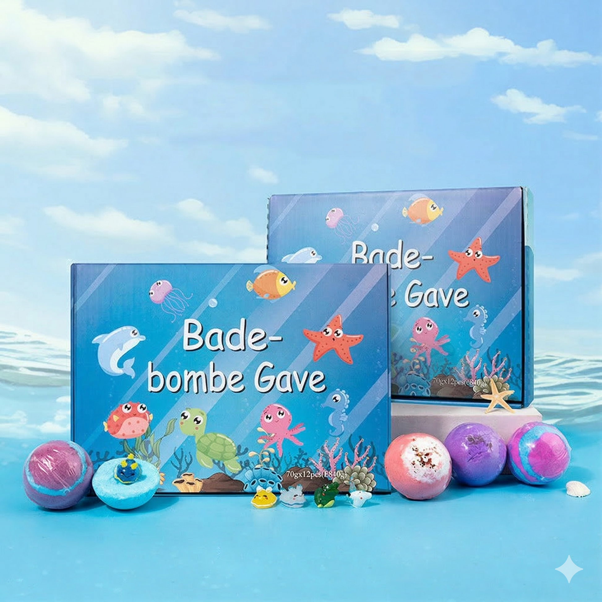 [12 Pcs] Magic Bath Bombs with Surprise - Sea Animal Toys Inside