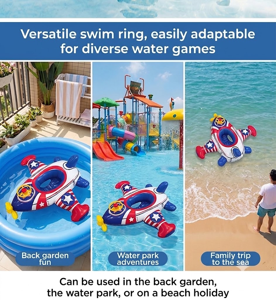 Inflatable Airplane-Shaped Swim Ring for Children