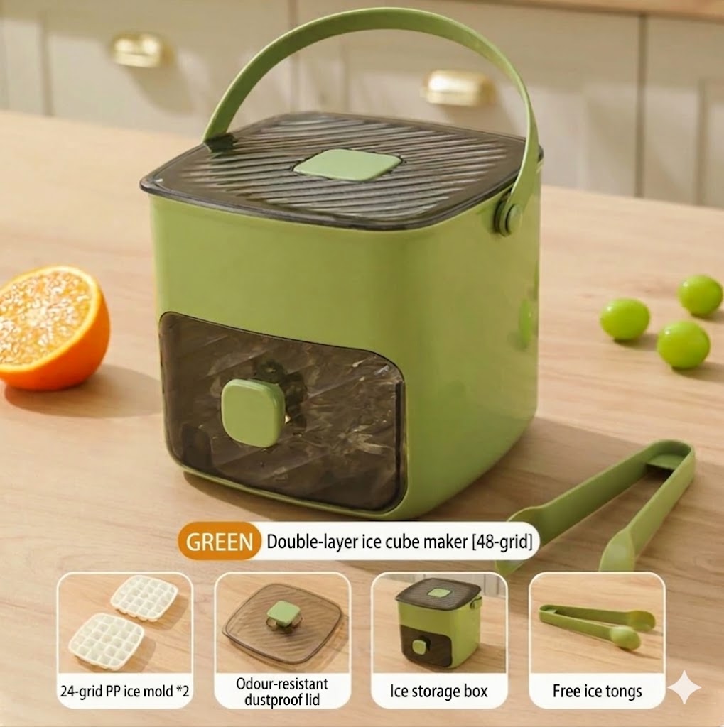 Silicone Ice Cube Mold with Lid – Push-Button Ice Cup with Carrying Handle
