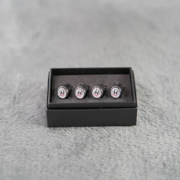Luxury Carbon Valve Cap Set – Carbon Fiber Look – Universal for Car, Motorcycle & Bike – Sporty Wheel Protection – [Set of 4]