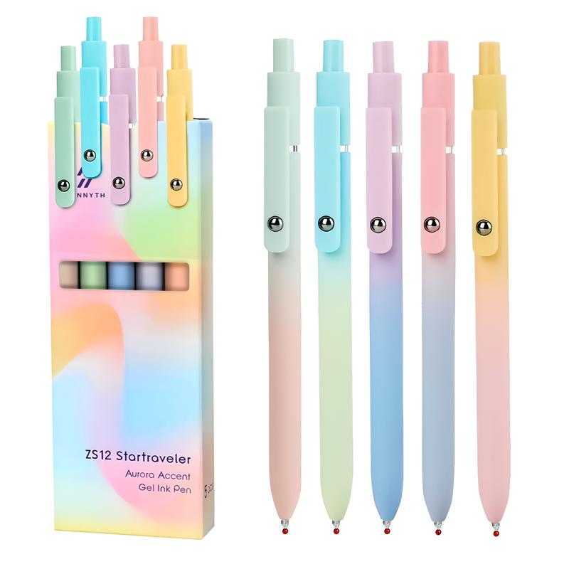 Luxury Gel Pen Set (5 pcs) - Aesthetic Gradient Design - 0.5 mm Quick-Drying Ink