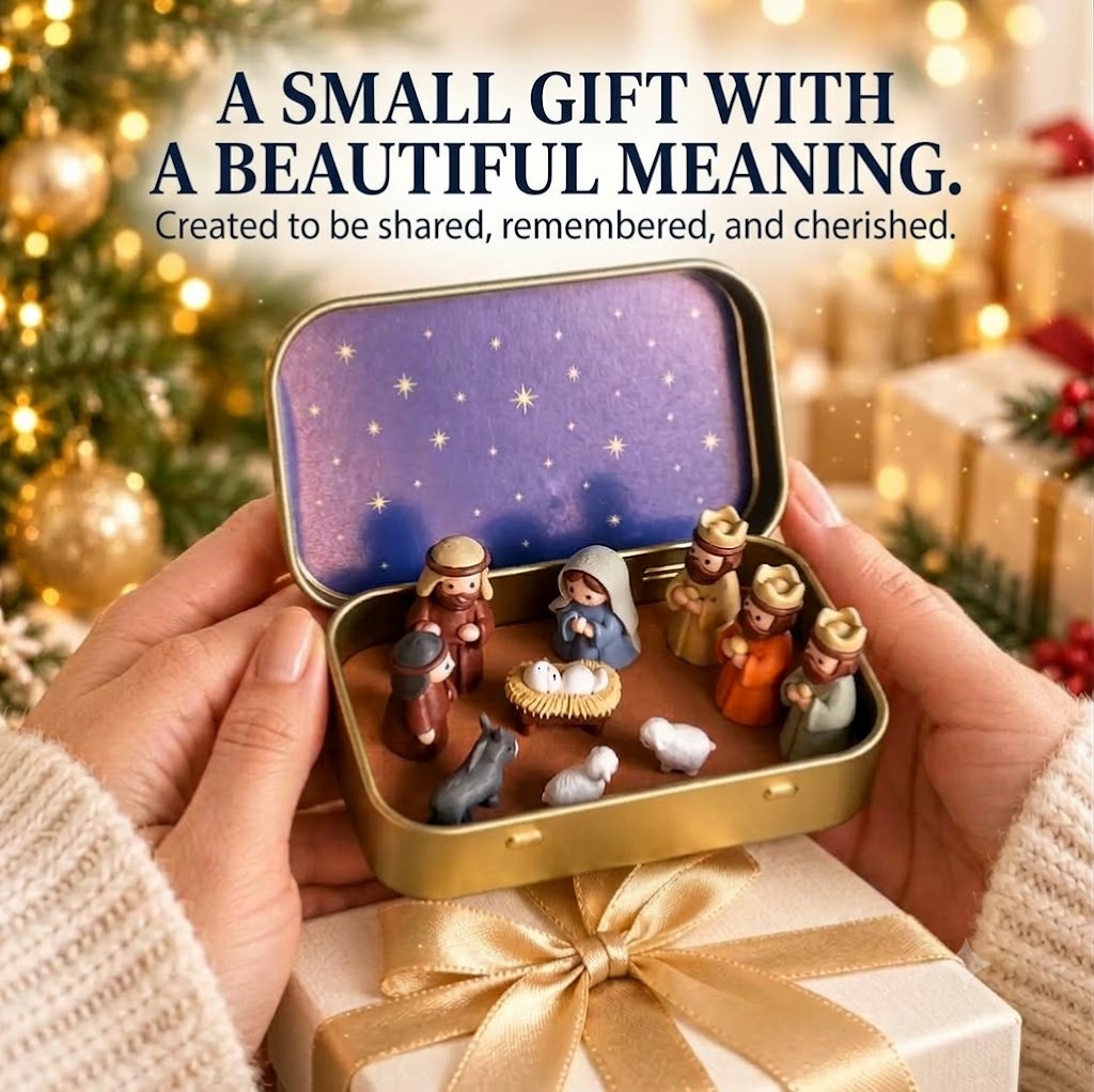 Portable Mini Nativity Scene in a Tin – Pocket-Sized Handmade Nativity Set