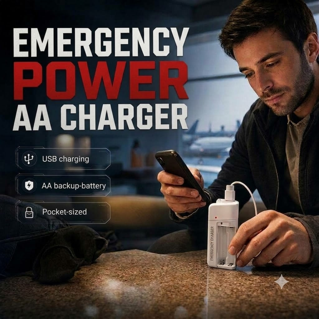 AA Battery Power Bank with LED Flashlight – Emergency Backup Power for Your Phone