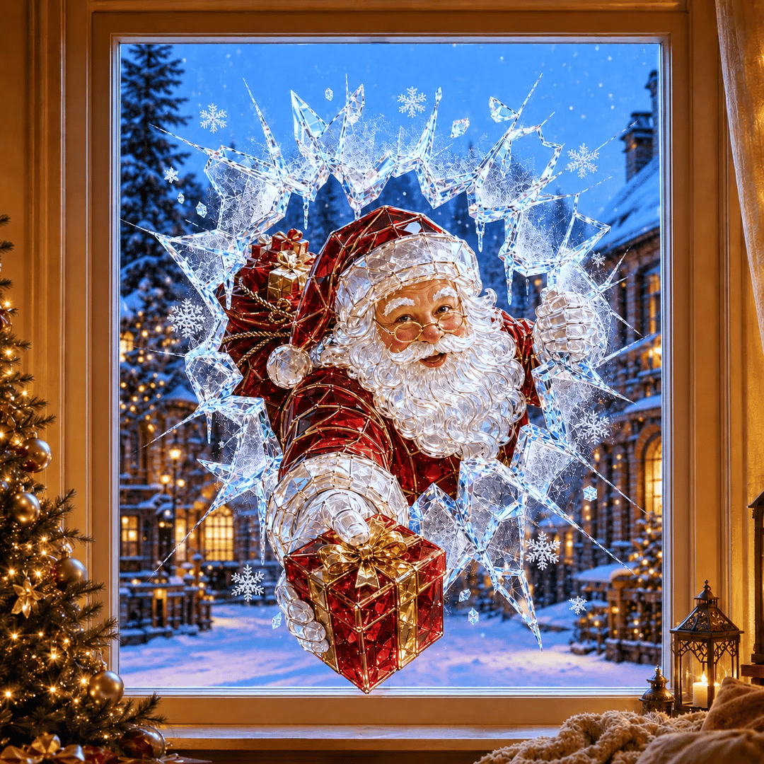3D Christmas Broken Glass Effect Window Sticker
