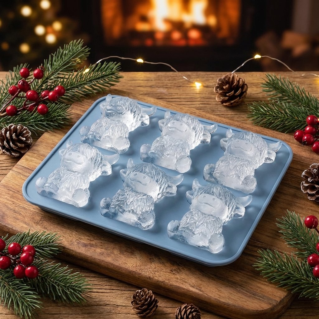 🐮 Mini Scottish Highland Cow Ice Cube Mold – 3D Silicone for Ice Cubes