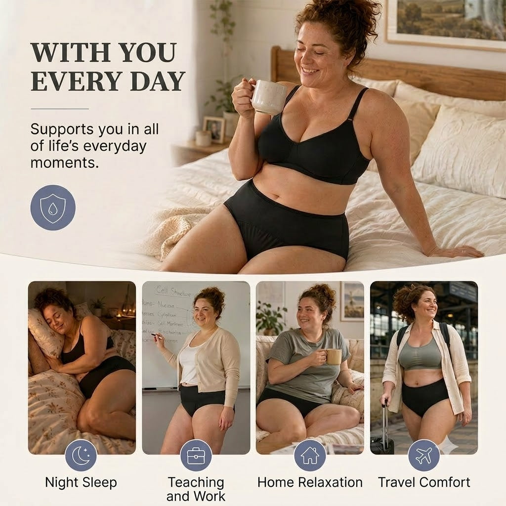 High-Waisted Leakproof Period Underwear with Front and Back Protection – Effective Side-Leakage Prevention