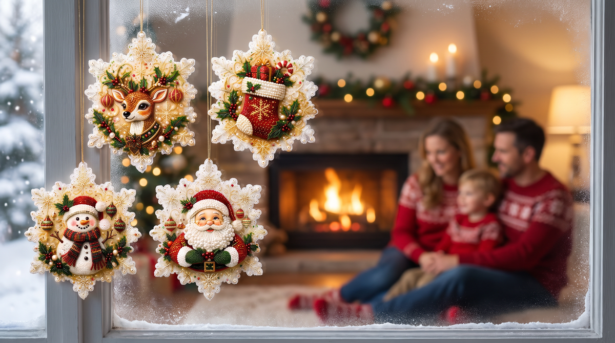 6-Piece DIY Diamond Painting Set for Christmas Ornaments & Decor