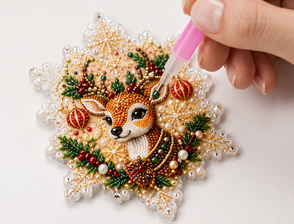 6-Piece DIY Diamond Painting Set for Christmas Ornaments & Decor