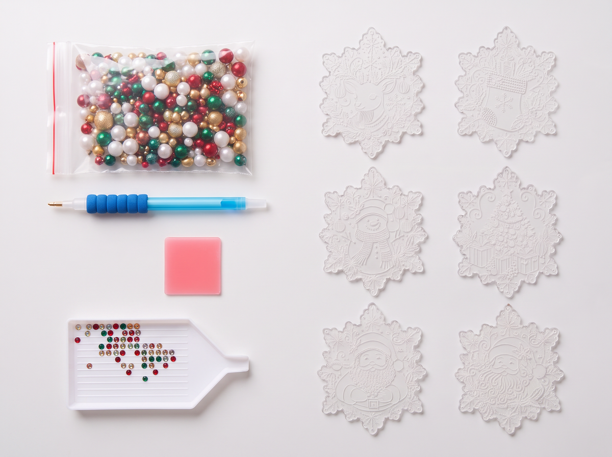 6-Piece DIY Diamond Painting Set for Christmas Ornaments & Decor