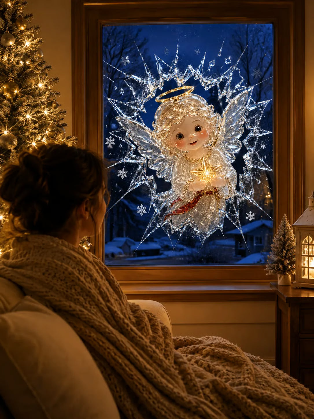 3D Christmas Broken Glass Effect Window Sticker