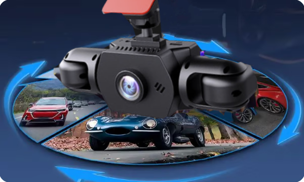 Professional 360° Dashcam - 4 Lenses for Full Coverage - Full HD Night Vision & Loop Recording